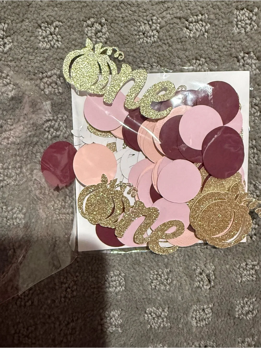 Fall 1st Birthday bundle- Flower + Pumpkin Party Decorations (Pink/maroon/gold)